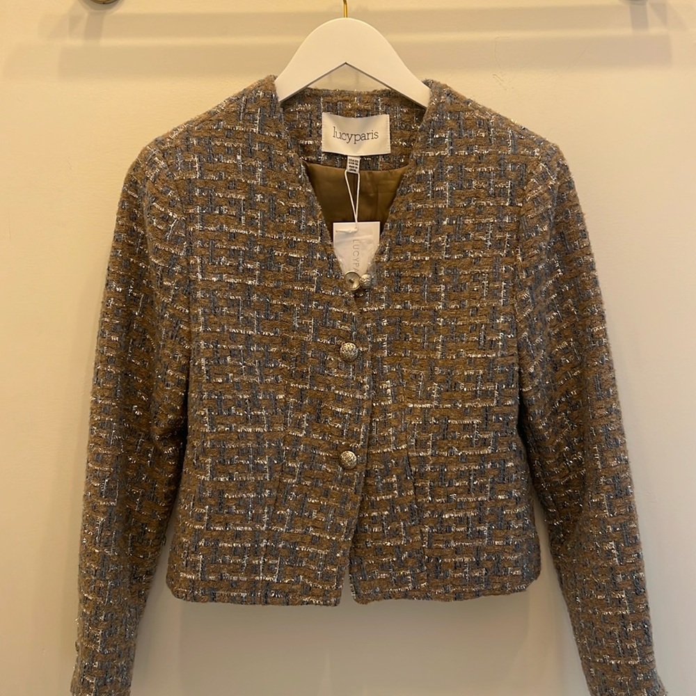 Lucy Paris Timothy Tweed Cropped Blazer